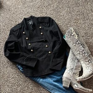 Black Military Style Denim Jacket